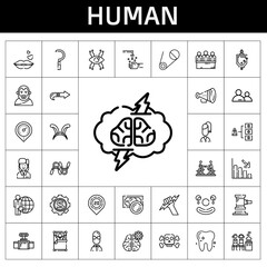 human icon set. line icon style. human related icons such as next, sickle, exercise, wake up, employee, kiss, auction, skills, loss, candidate, clown, placeholder, hand wash