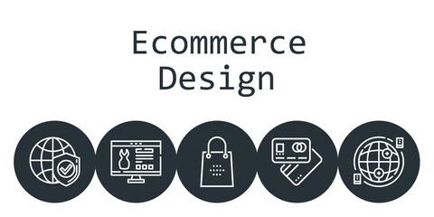 ecommerce design background concept with ecommerce design icons. Icons related shopping bag, debit card, website, internet