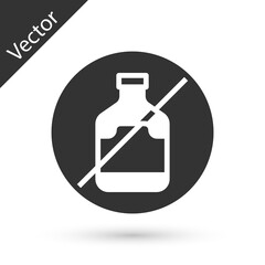 Grey No alcohol icon isolated on white background. Prohibiting alcohol beverages. Forbidden symbol with beer bottle glass. Vector