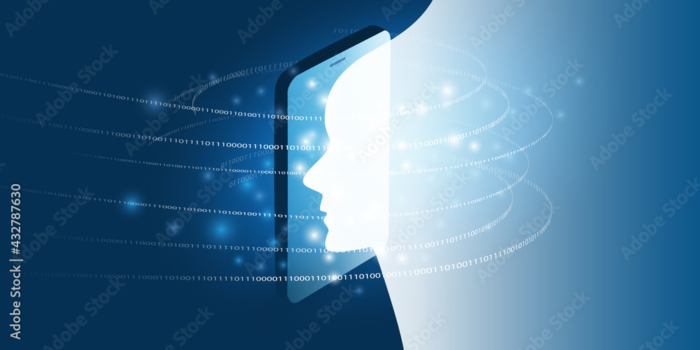 Poster futuristic machine learning, artificial intelligence, cloud computing, automated support assistance 
