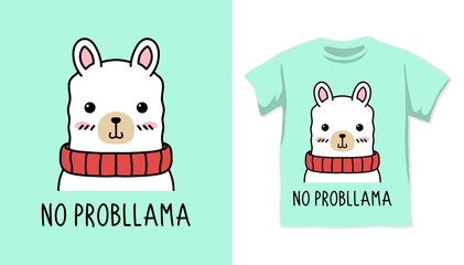 Cute llama illustration shirt design for kid © febrinanoor