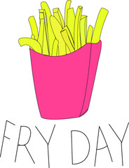 French fries on Friday night. This vector has 2 meanings, 1st is fry day & 2nd Friday