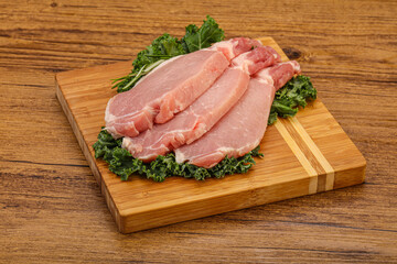 Raw pork steak for cooking