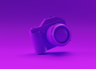 3D Render SLR Camera on a Color illustration. - obrazy, fototapety, plakaty