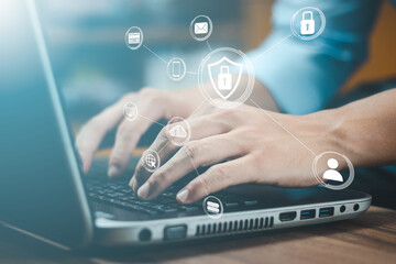 Concept of cyber security, information security and encryption, secure access to user's personal information, secure Internet access, cybersecurity.