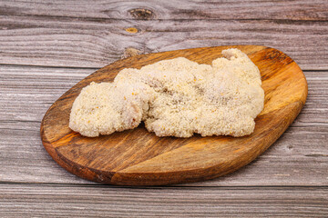 Raw meat schnitzel for roast