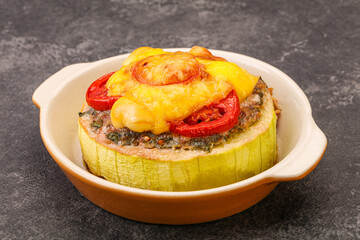 Baked stuffed zucchini with meat