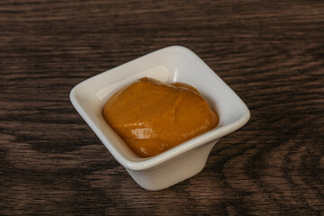 Mustard sauce in the bowl
