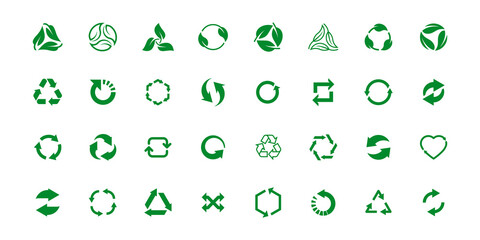 Set of recycling icons. Green eco vector symbols.