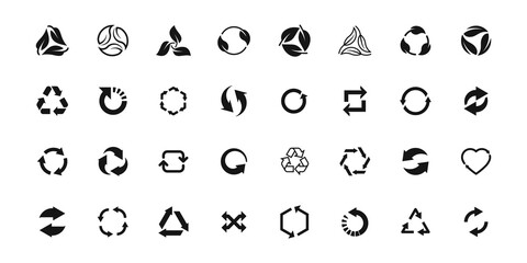 Set of recycling icons. Black eco vector symbols.