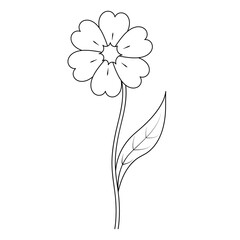 Flower. Sketch. A blossoming bud. Flowering plant. Vector illustration. Leaf on stem. Coloring book for children. Outline on an isolated white background. Doodle style. Idea for web design.
