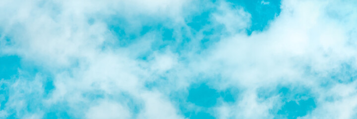 Blue sky with white clouds panorama, abstract banner