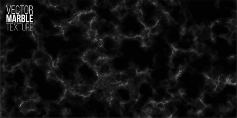 Black and white horizontal marble pattern background. Abstract texture vector illustration. Black granite tile for kitchen, floor, wall. Smooth minimal stone design template