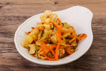 Spicy pickled cabbage with carrot