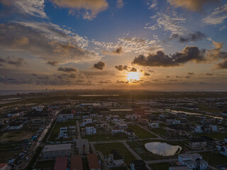 A panoramic view of the Lekki skyline at sunset