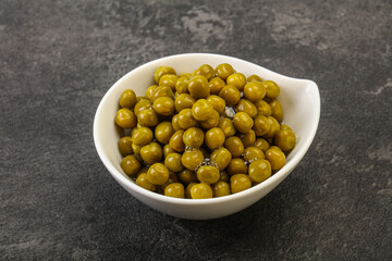 Marinated green pea in the bowl