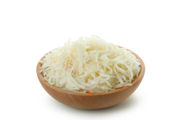 Bowl of sauerkraut isolated on white background