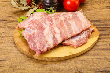 Raw pork ribs for cooking