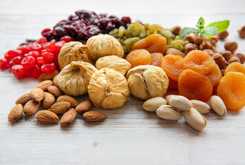 Various dried fruits and nuts