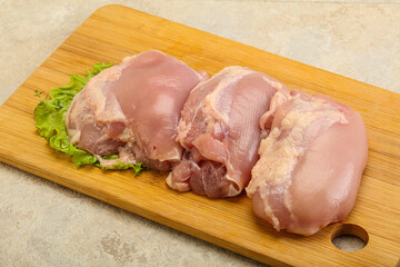 Raw chicken boneless and skinless leg