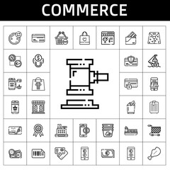 commerce icon set. line icon style. commerce related icons such as payment method, container, online shopping, wallet, ship, store, shopping basket, trolley, auction, supermarket