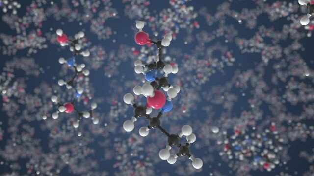 Ethambutol molecule. Molecular model. Looping seamless 3d animation