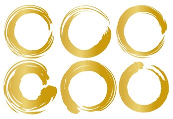 筆丸 筆文字 円 丸 金 ベクター 和風イラスト素材