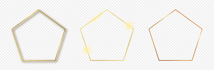 Gold glowing pentagon shape frame