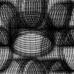 Seamless pattern of dark dotted rings on a white background for textile.