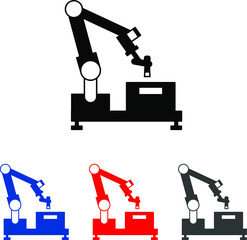 Automation, conveyor, factory, manufacturing, packing, picking, robot icon vector