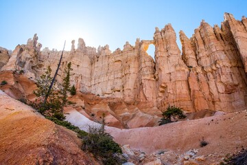 A natural rock formation of Red Rocks Hoodoos in Bryce Canyon National Park, Utah