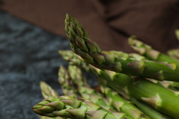 Fresh green asparagus, close up and selective focus