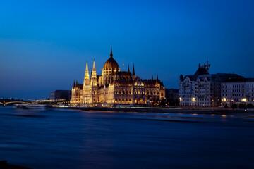 Fototapeta na wymiar Beautiful building of Parliament in Budapest, Hungary, a popular travel destination at sunset