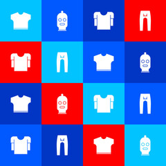 Set T-shirt, Balaclava, Long sleeve and Pants icon. Vector