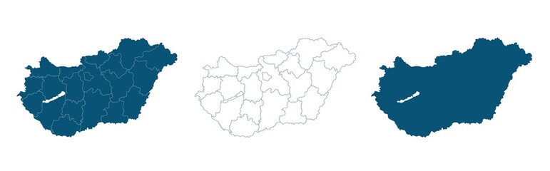 Hungary map with regions vector illustration on white © Ophelia
