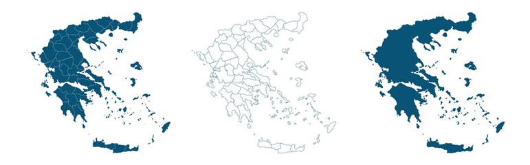 Greece Vector Map Regions Isolated. Vector illustration