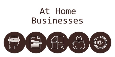 at home businesses background concept with at home businesses icons. Icons related file, percentage, pantone, creative, purse