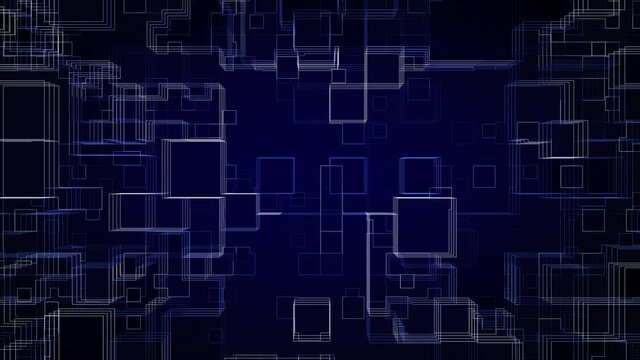 Blue 3D Circuit Board Geometries Loop Back Animation Background
