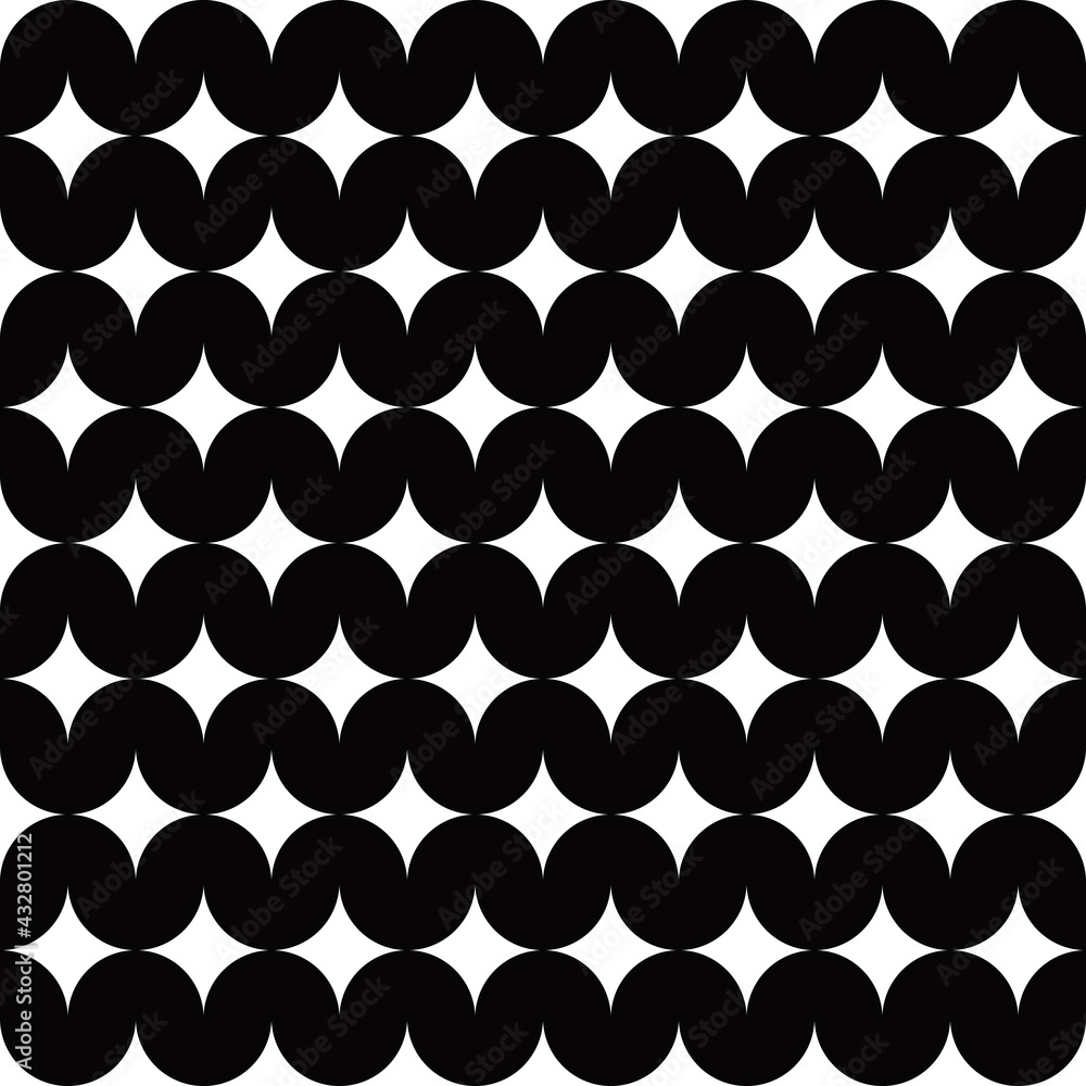 Poster Simple black rounded pattern. Vector and seamless pattern.
