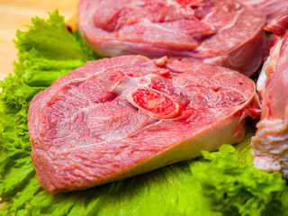 cut leg of raw meat