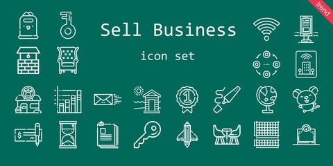 sell business icon set. line icon style. sell business related icons such as wifi, scale, cabin, check, billboard, structure, badge, mouse, globe, highlighter, pet shop, furniture