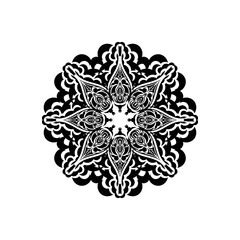 Simple mandala design. Simple flower ornament in black. Good for tattoos, prints, and postcards. Isolated.