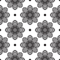 Black and white seamless pattern with vintage ornament. Good for covers, fabrics, postcards and printing. Vector