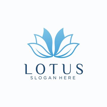 Abstract lotus logo design Linear style lotus flower logo