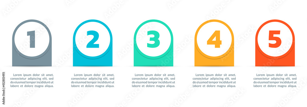 Poster 5 steps infograph. business process info graphic template with 5 numbers in abstract circles. modern