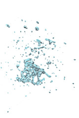 Obraz na płótnie Canvas Water splash in blue translucent color, isolated on white background 3D illustration