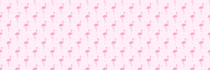 Seamless dotted background with flamingos. Print for polygraphy, shirts and textiles. Abstract dot texture. Colorful illustration - obrazy, fototapety, plakaty