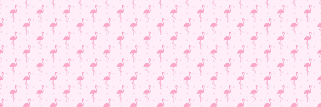 Seamless dotted background with flamingos. Print for polygraphy, shirts and textiles. Abstract dot texture. Colorful illustration