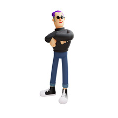 Cool Man 3D Cartoon Illustration wearing fancy glasses