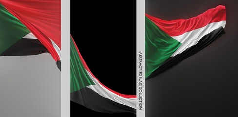 Abstract Sudan Flag 3D Render (3D Artwork)